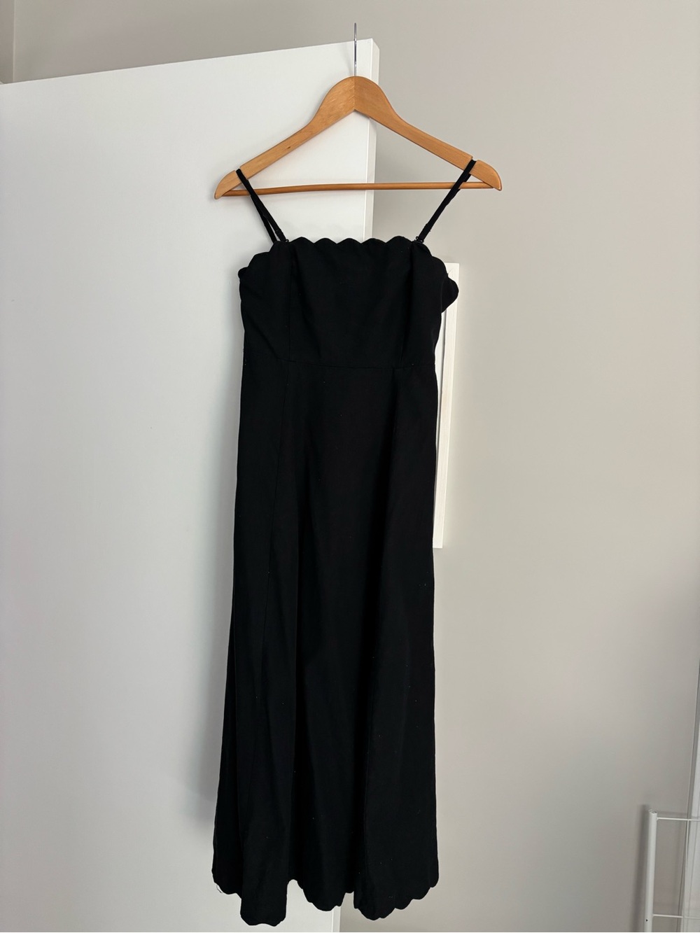 GAP Black Scallop-Edge Midi Dress xs convertible straps strapless
